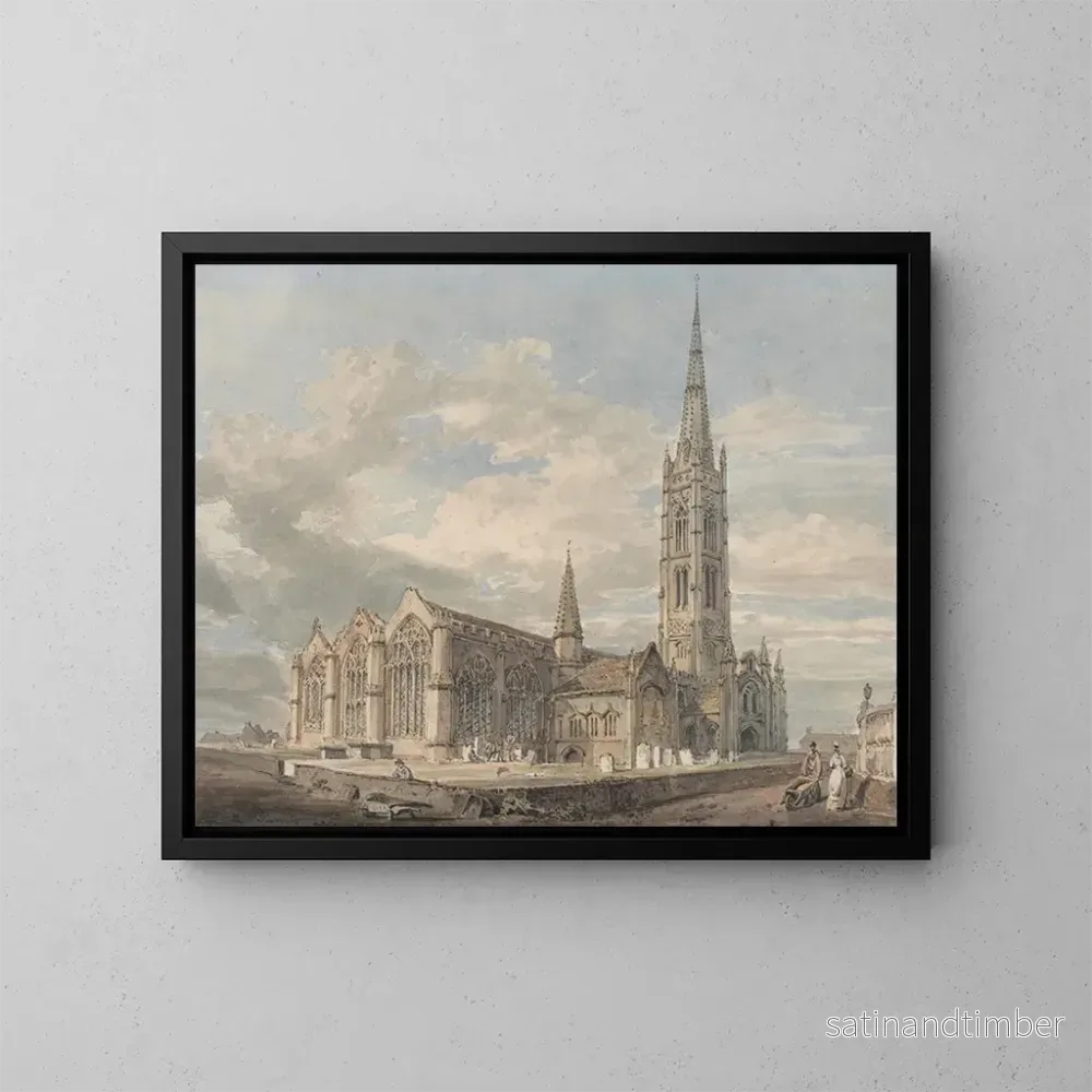 Reproduktion av målningen Vy från nordost om kyrkan i Grantham, Lincolnshire – Joseph Mallord William Turner Reproduktion av målningen Vy från nordost om kyrkan i Grantham, Lincolnshire – Joseph Mallord William Turner