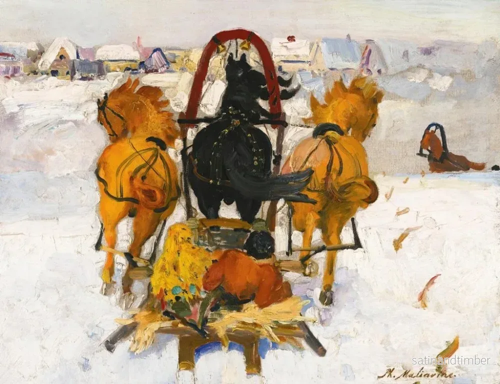 Reproduktion av målningen Troïka i snön - Filipp Malyavin - Bild 2