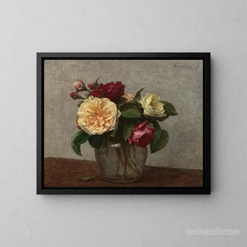 Reproduktion av målningen av gula och röda rosor - Henri Fantin-Latour