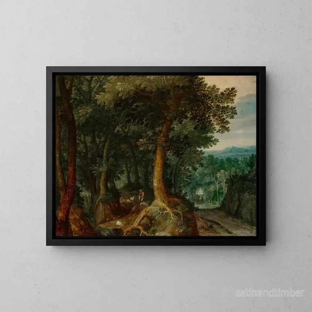 Reproduktion av målningen En herde i ett skogigt landskap - Gillis van Coninxloo