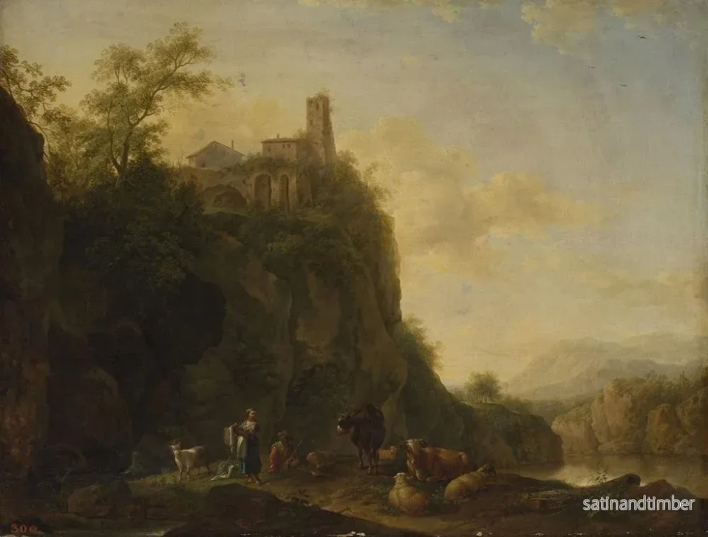 Reproduktion av målningen Landskapsbild av berg med boskap - Joseph Roos - Bild 2