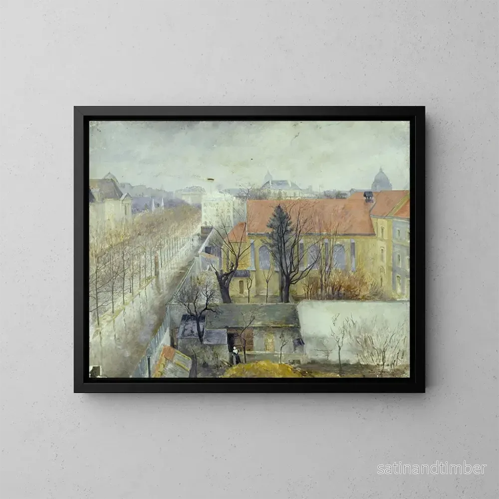 Reproduktion av målningen La Maison de refuge du Bon Pasteur vue de la place Denfert-Rochereau - Édouard Zawiski