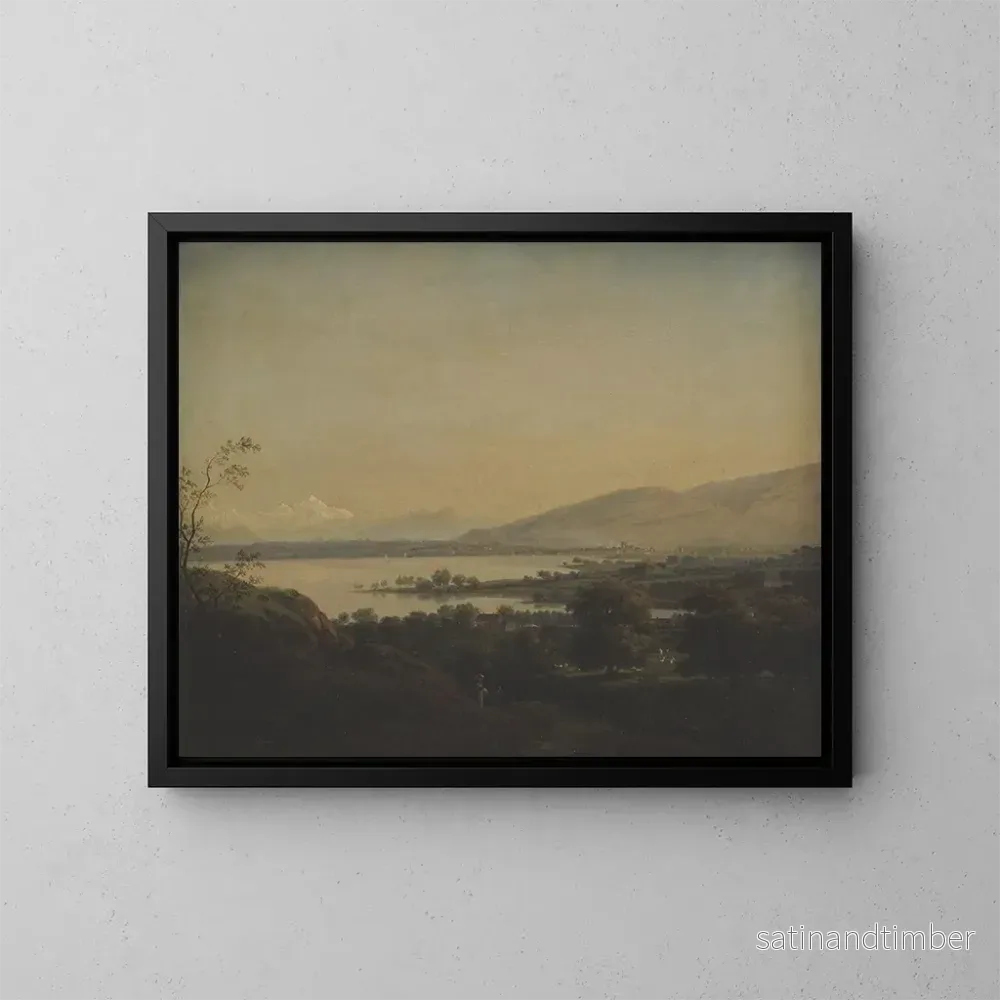 Reproduktion av målningen Vue sur le lac Léman vers le Mont Blanc et Genève - Jens Juel