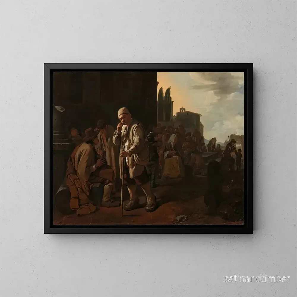 Reproduktion av målningen av att mata de hungriga - Michael Sweerts