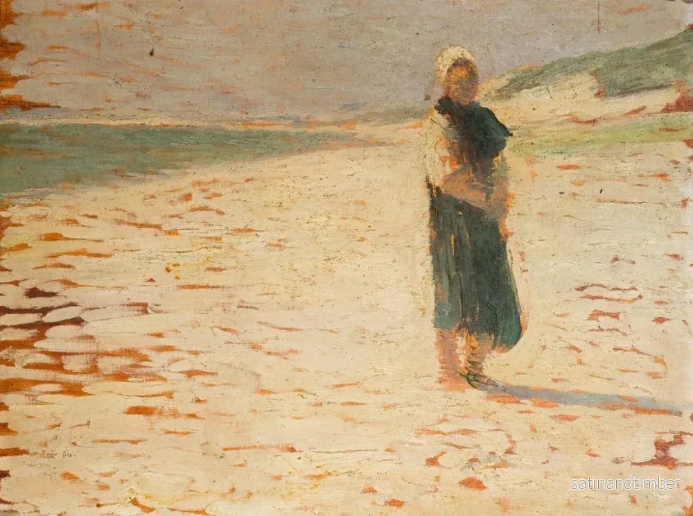 Reproduktion av målningen av kvinna i traditionell dräkt stående på en strand - Henri Martin - Bild 2
