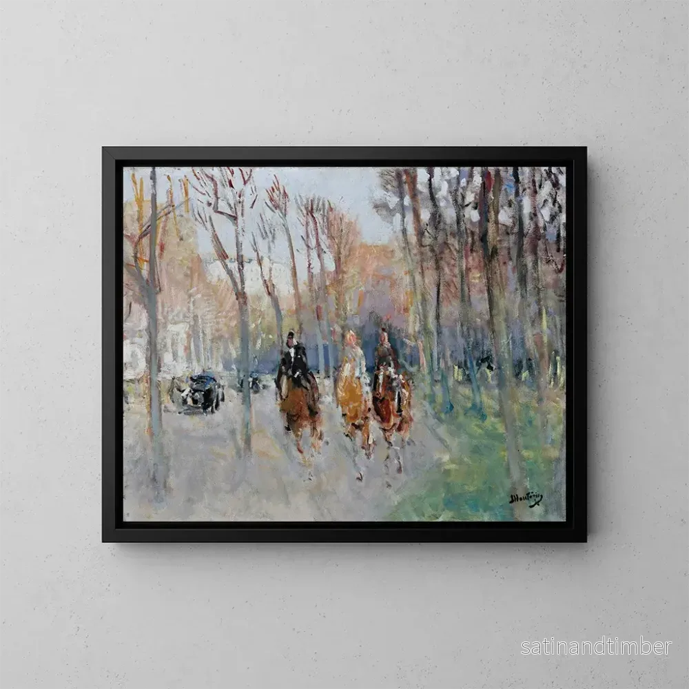 Reproduktion av målningen Cavaliers au bois de Boulogne - Pierre-Eugène Montzin