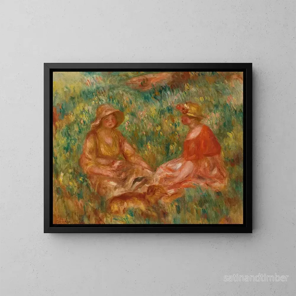 Reproduktion av målningen Två kvinnor i gräset - Pierre-Auguste Renoir