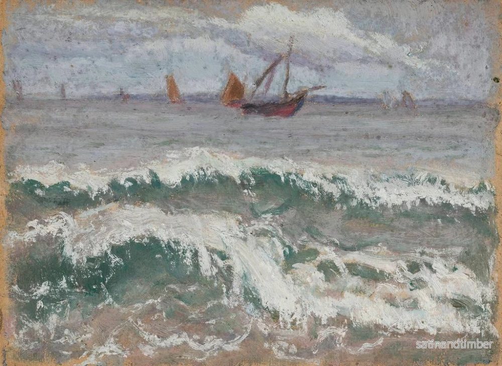 Reproduktion av målningen Mer orageuse avec des bateaux - Tadeusz Makowski - Bild 2