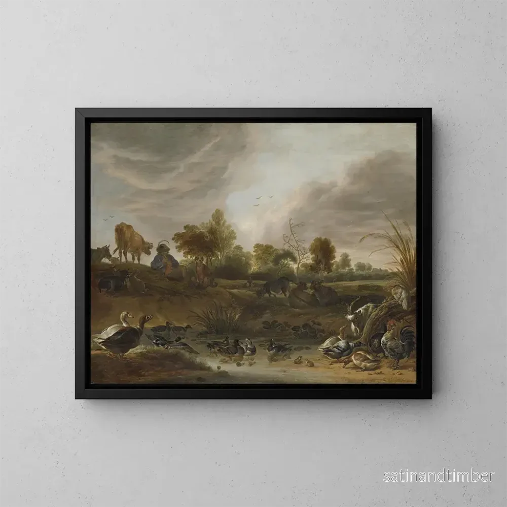Reproduktion av målningen Landskap med djur – Cornelis Saftleven