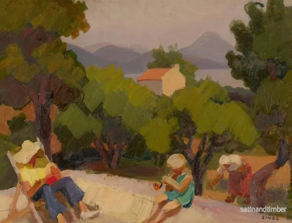 Reproduktion av målningen Familjescen i Saint-Tropez - Jules Émile Zingg - Bild 2