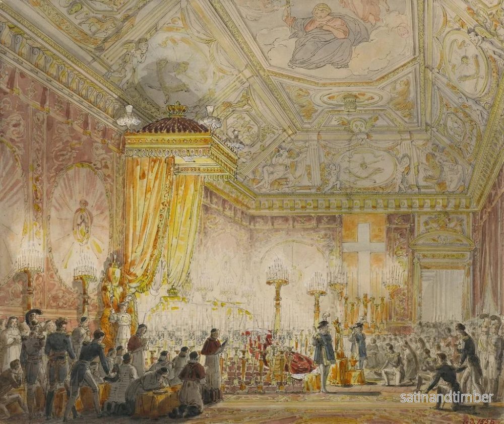 Reproduktion av målningen av den kungliga Louis XVIII:s bår i Tuileries tronsal - Charles Abraham Chasselat - Bild 2