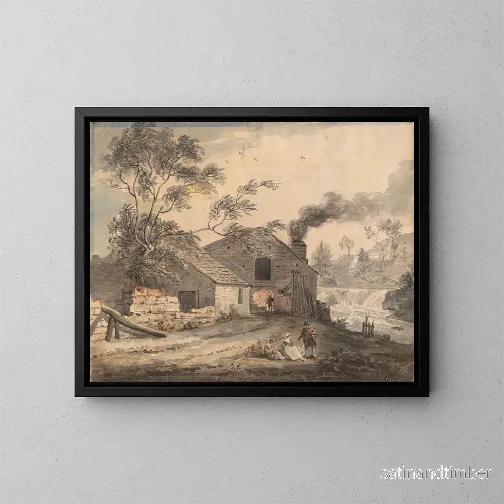 Reproduktion av målningen av järnsmide vid Kent-floden, Westmorland – Paul Sandby Reproduktion av målningen av järnsmide vid Kent-floden, Westmorland – Paul Sandby