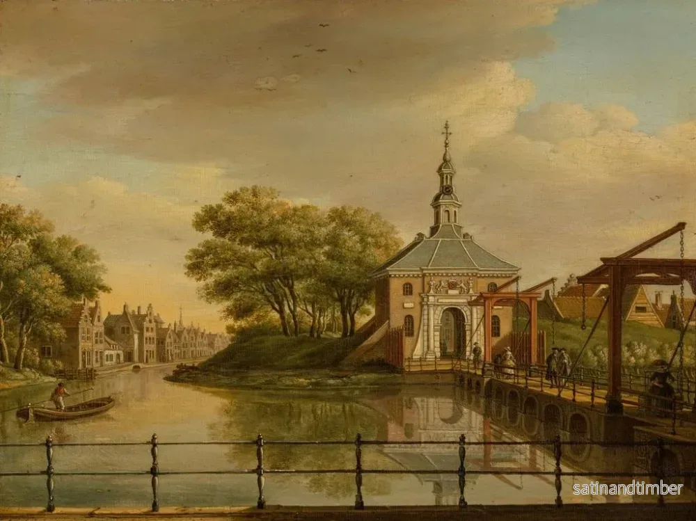Reproduktion av målningen Vue de la Zijlpoort à Leyde - Paulus Constantijn la Fargue - Bild 2