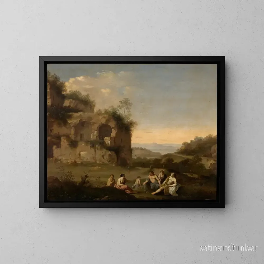 Reproduktion av målningen Landskap med en ruin – Cornelis van Poelenburch Reproduktion av målningen Landskap med en ruin – Cornelis van Poelenburch