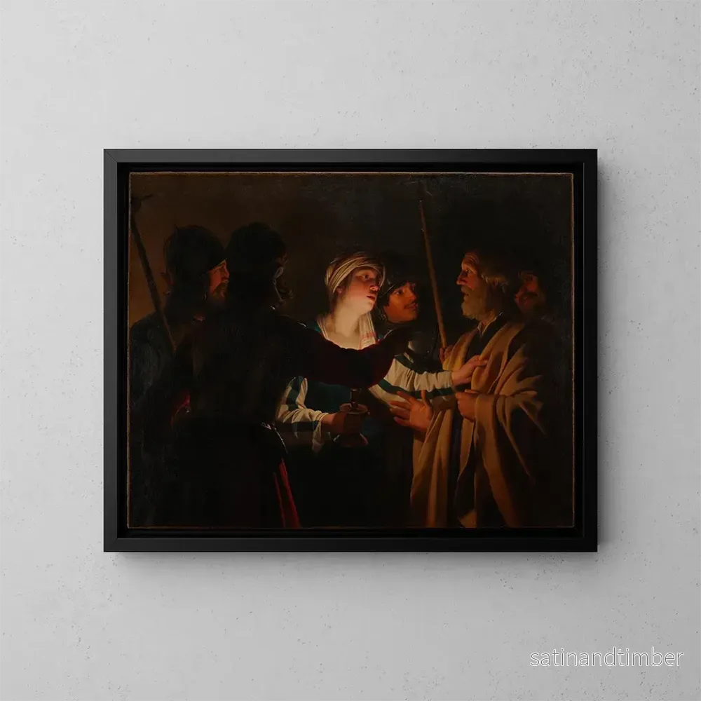 Reproduktion av målningen Le reniement de saint Pierre - Gerard van Honthorst