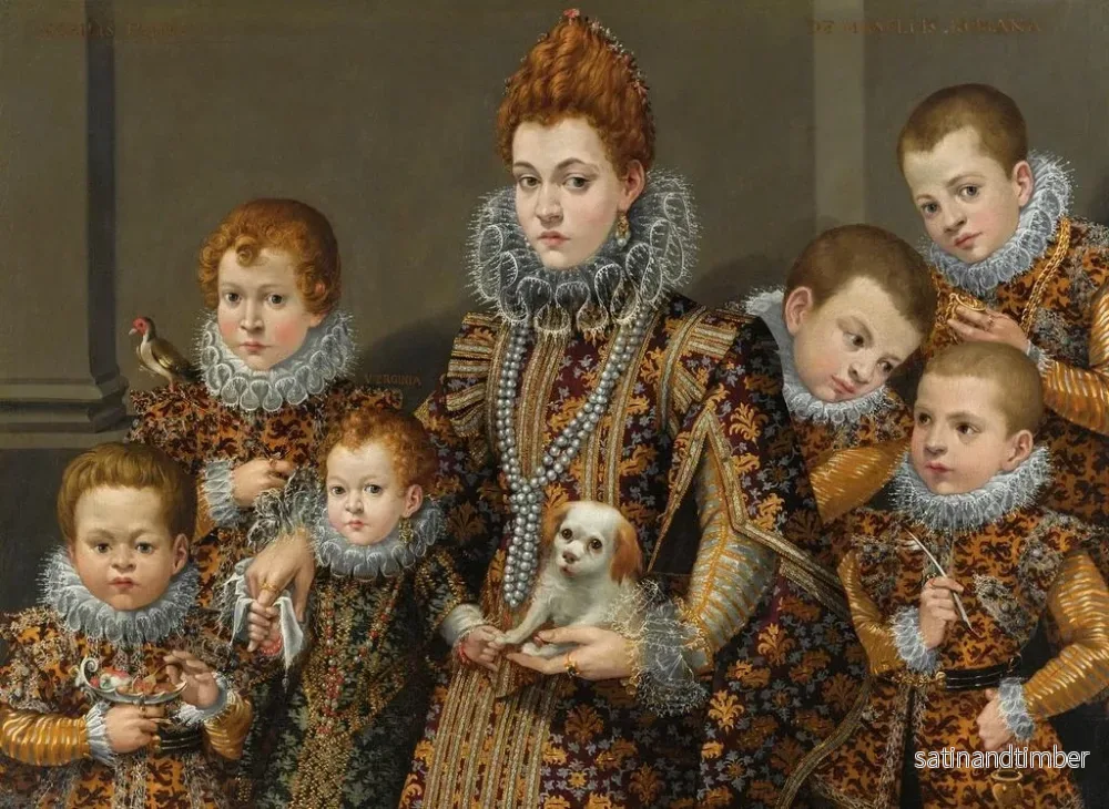 Reproduktion av målningen av Bianca Degli Utili Maselli med hund och omgiven av sex av sina barn - Lavinia Fontana - Bild 2