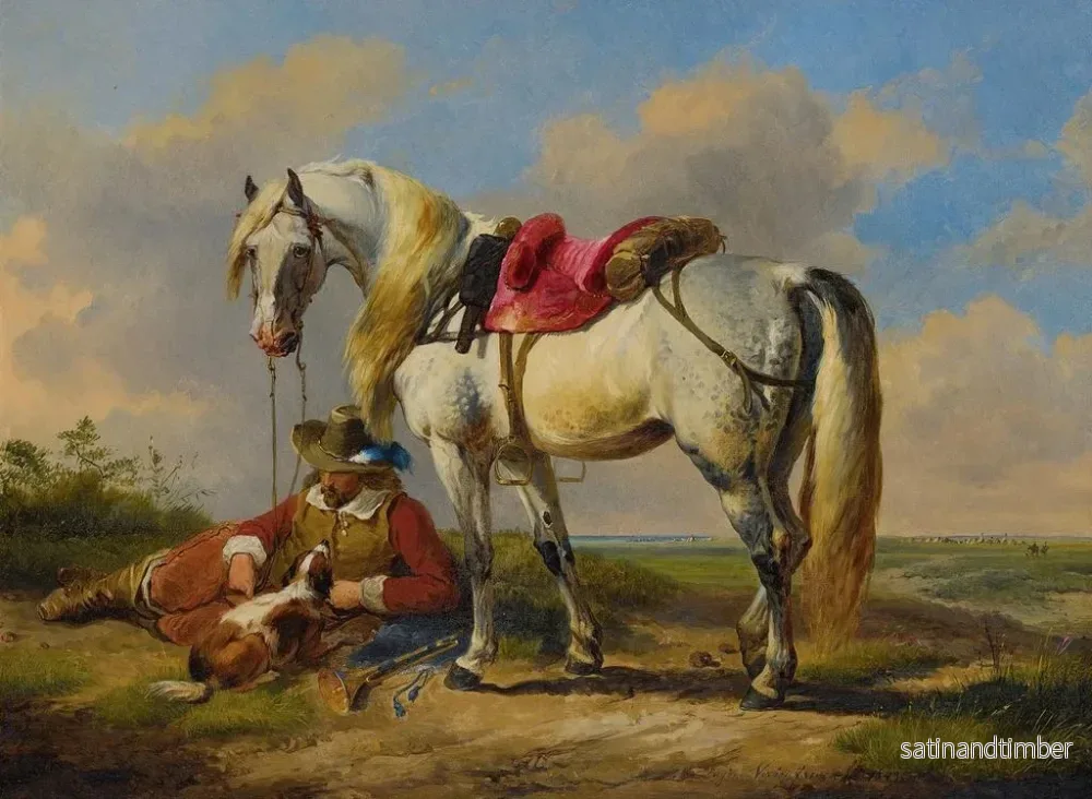 Reproduktion av målningen En ryttare i vila - Eugène Joseph Verboeckhoven - Bild 2