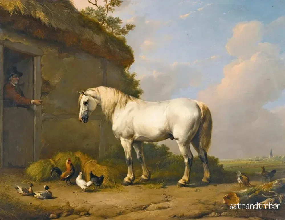 Reproduktion av målningen Vid stallporten - Eugène Joseph Verboeckhoven - Bild 2