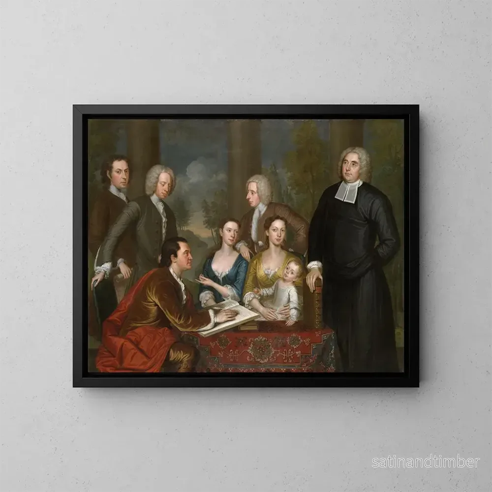Reproduktion av målningen Le groupe des Bermudes, le doyen Berkeley et son entourage – John Smibert Reproduktion av målningen Le groupe des Bermudes, le doyen Berkeley et son entourage – John Smibert