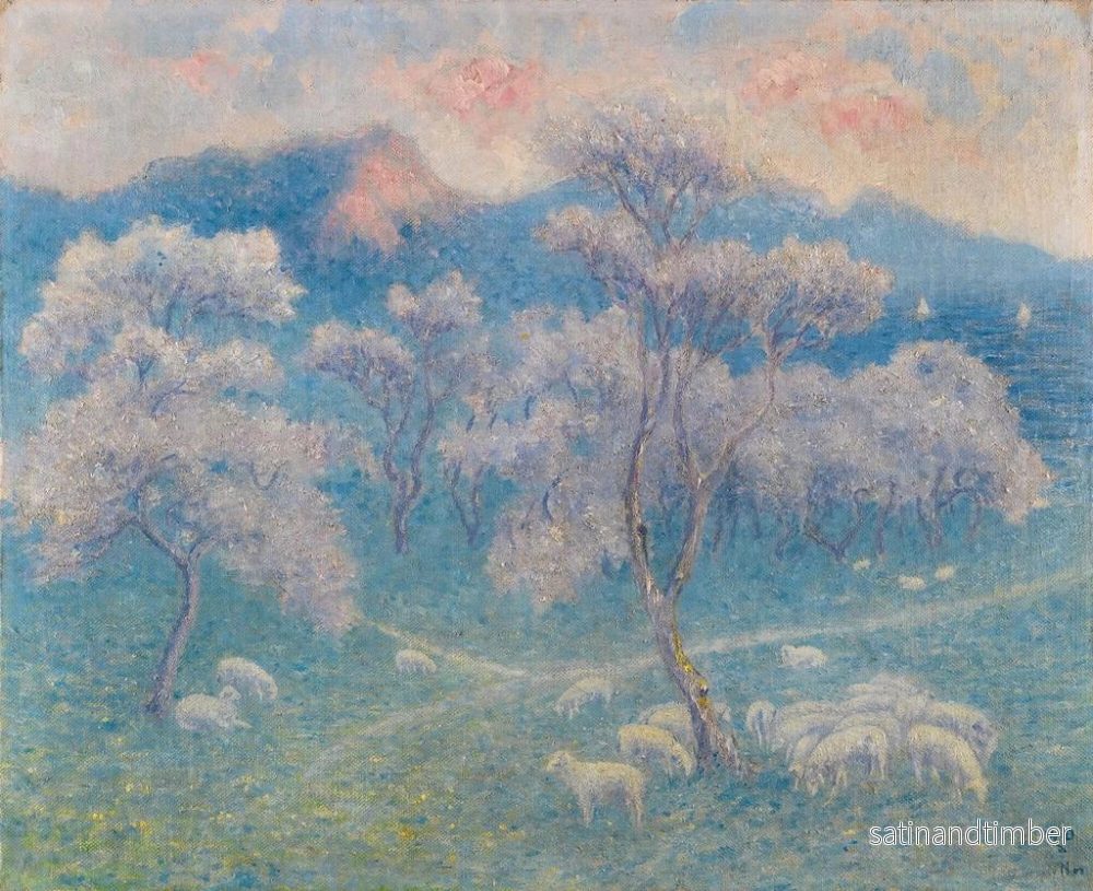 Reproduktion av målningen Moutons sous les amandiers - William Degouve de Nuncques - Bild 2