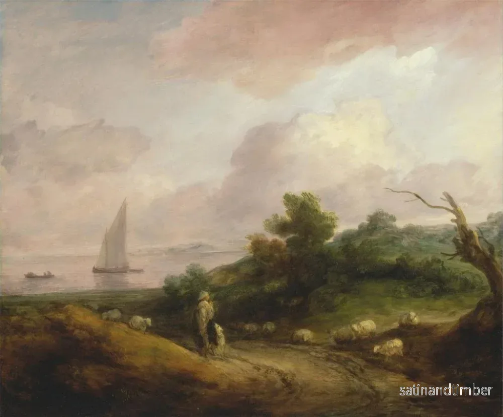 Reproduktion av målningen Landskapslandskap med en herde och hans hjord - Thomas Gainsborough - Bild 2