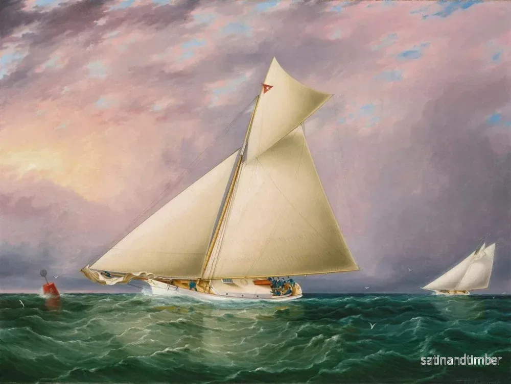 Reproduktion av målningen av Yachtrace i hamnen i New York - James Edward Buttersworth - Bild 2