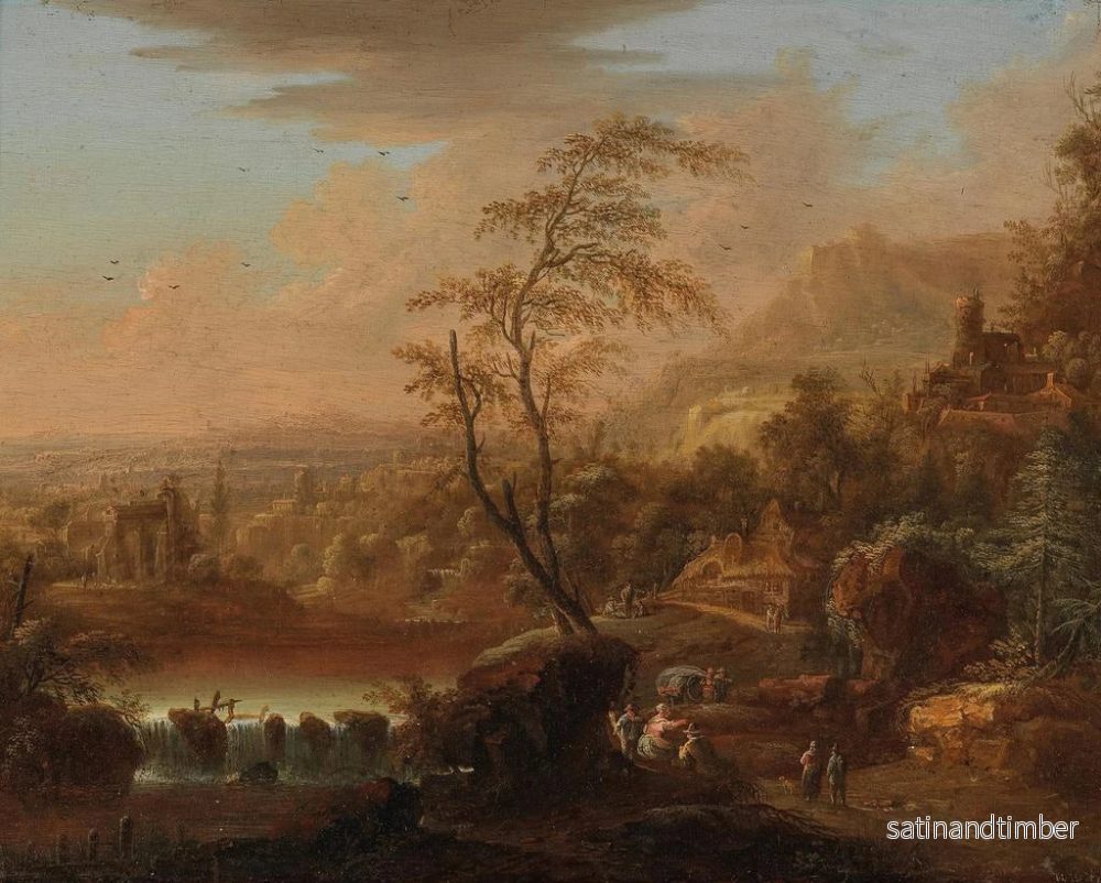 Reproduktion av målningen av ett bergslandskap med resenärer - Johann Christian Vollerdt - Bild 2