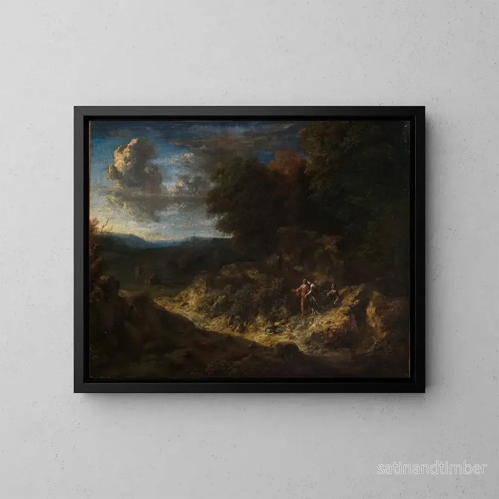 Reproduktion av målningen Bord de forêt avec des bergers – Cornelis Huysmans