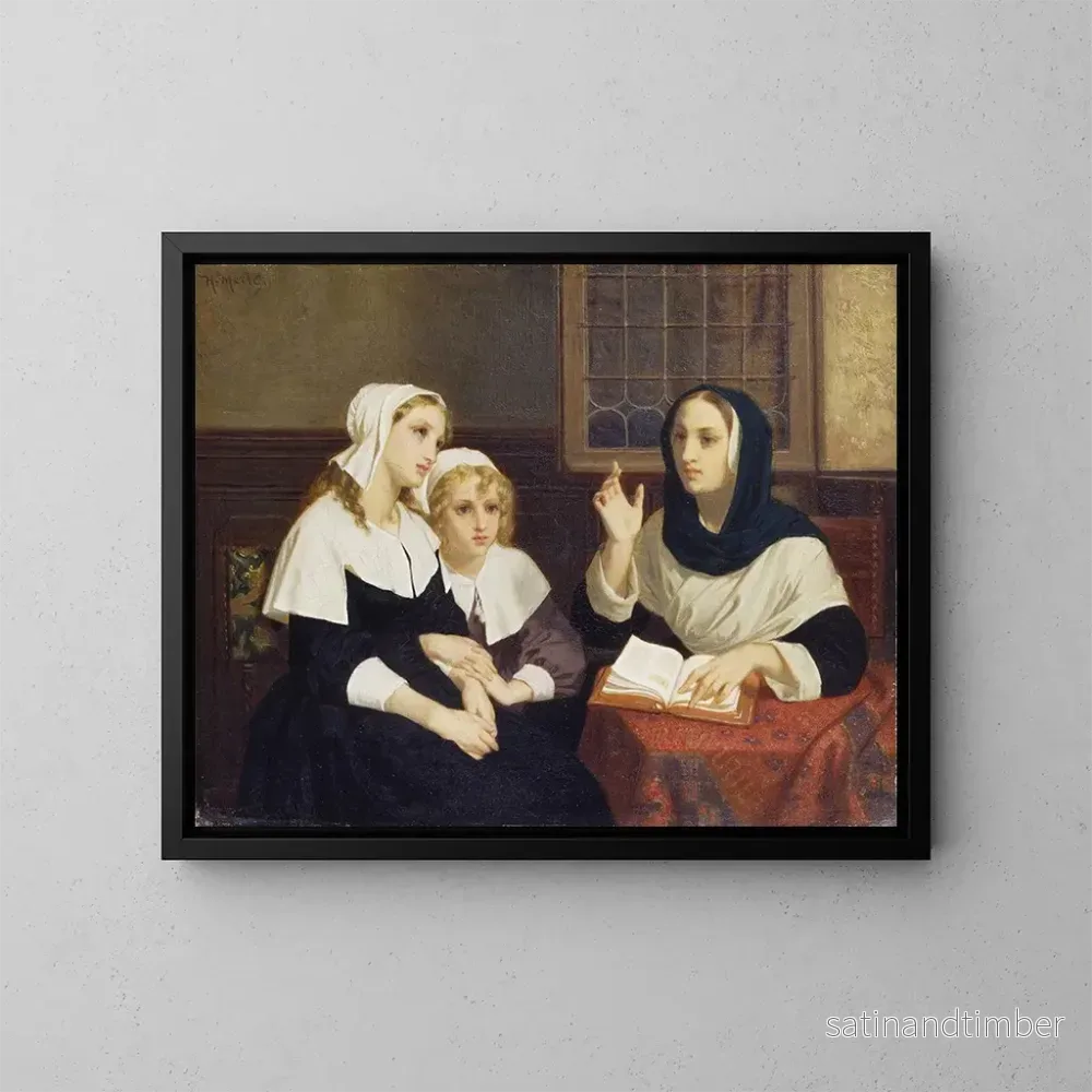 Reproduktion av målningen Läs Bibeln - Hugues Merle