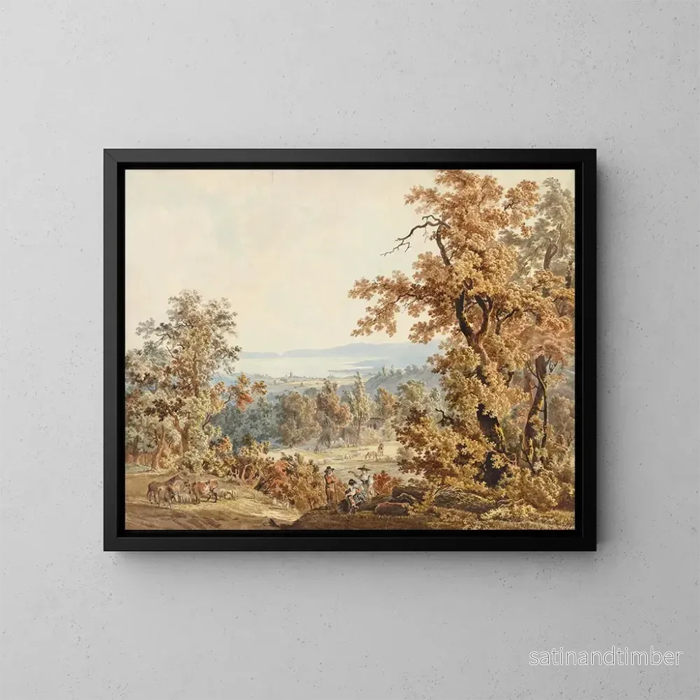 Reproduktion av målningen Scen med herde i närheten av Lausanne - Johann Karl Müllner