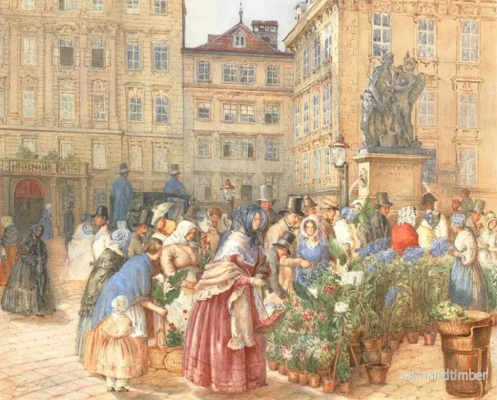 Reproduktion av målningen En blomstermarknad i rörelse - Franz Alt - Bild 2