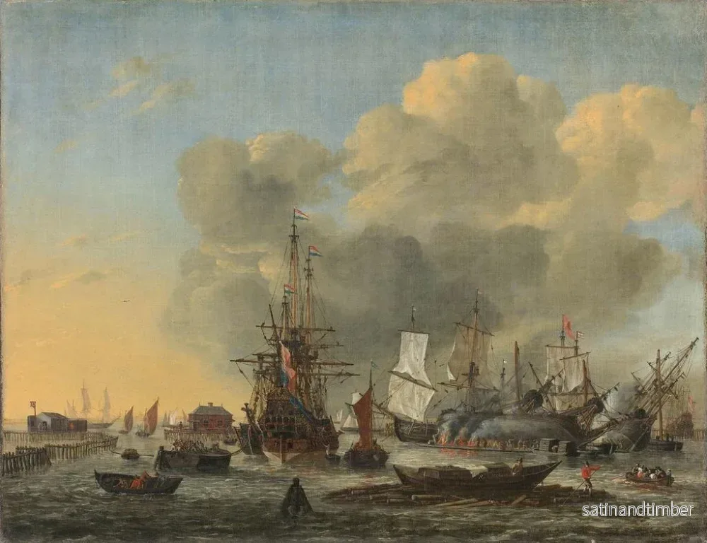 Reproduktion av målningen av skeppens kalfatning vid Bothuisje på IJ i Amsterdam - Reinier Nooms - Bild 2