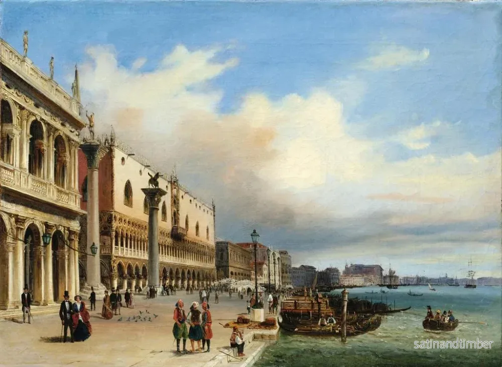 Reproduktion av målningen Venedig, vy över Riva degli Schiavoni med Dogepalatset - Giovanni Grubacs - Bild 2