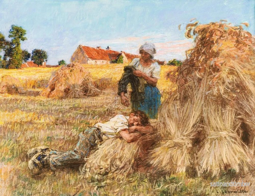Reproduktion av målningen Repos, effekt av starkt solljus, sovande skördare i Mézy - Léon Augustin Lhermitte - Bild 2