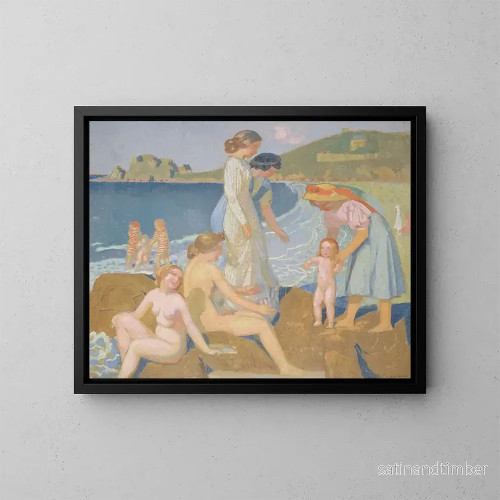 Reproduktion av målningen av badande kvinnor i Perros-Guirec - Maurice Denis