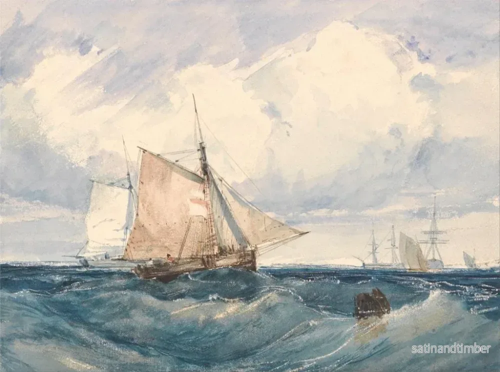 Reproduktion av målningen En cutter och andra fartyg i en bris - Richard Parkes Bonington - Bild 2