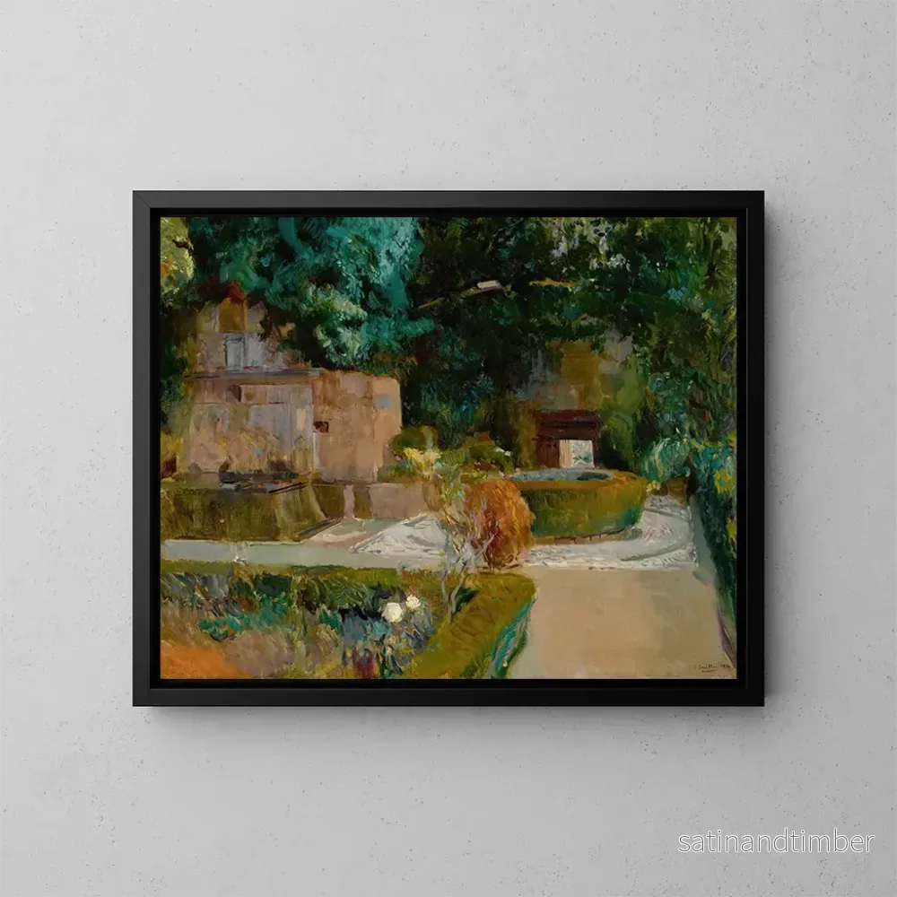 Reproduktion av målningen av trädgården Jardin des Adarves, Alhambra, Granada - Joaquín Sorolla