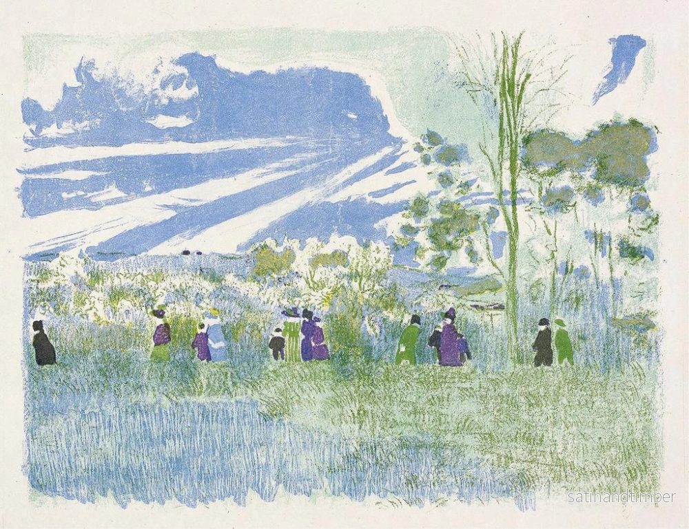 Reproduktion av målningen Genom fälten, planche tre av Landskap och Interiörer - Édouard Vuillard - Bild 2