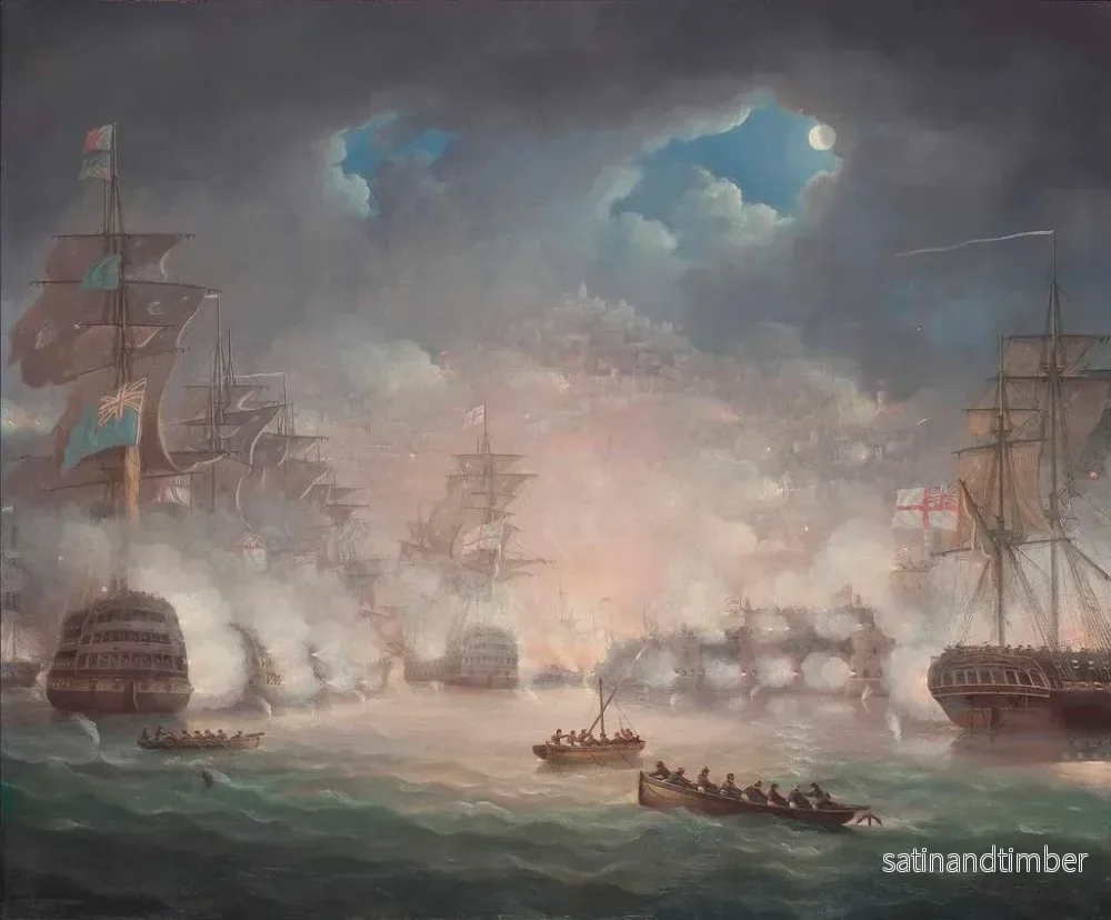Reproduktion av målningen Le bombardement d'Alger, 27 août 1816 - Thomas Buttersworth - Bild 2