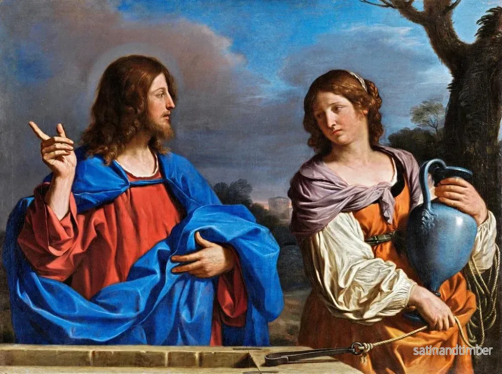 Reproduktion av målningen av Jesus och den samaritiska vid brunnen - Guercino - Bild 2