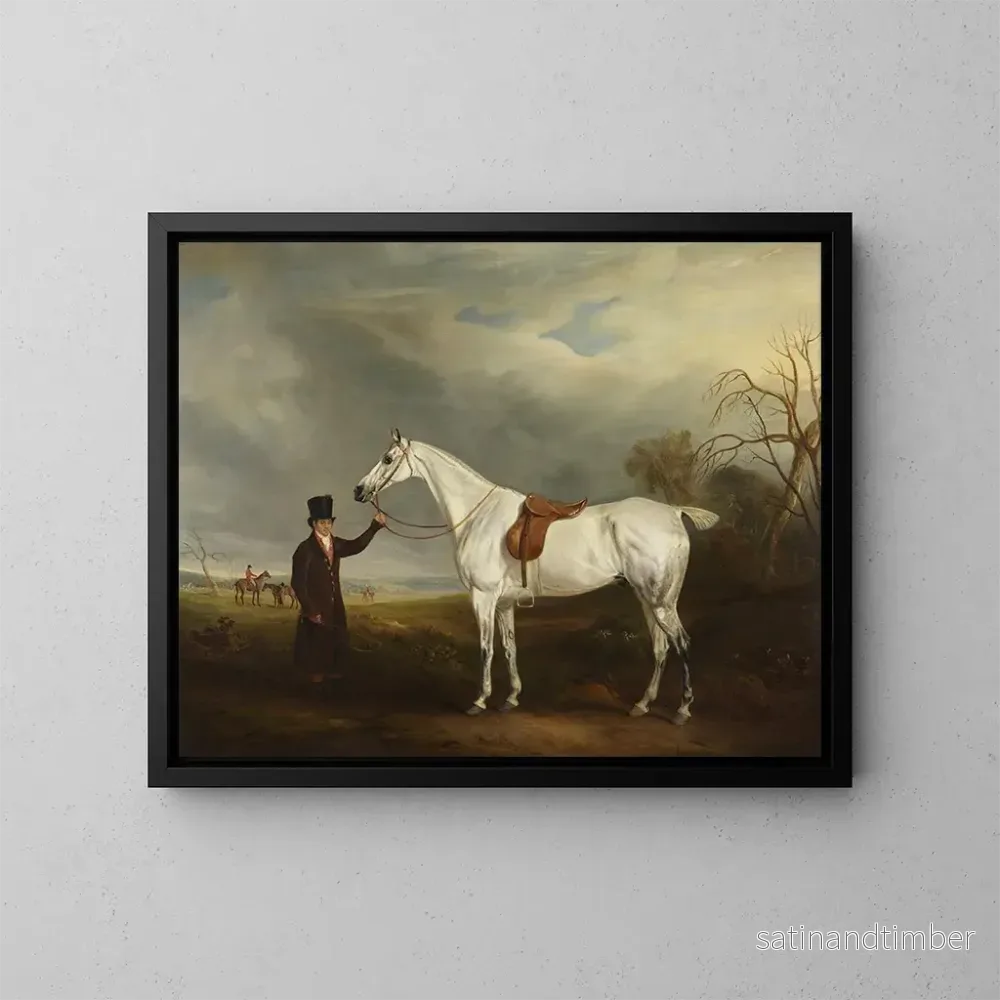 Reproduktion av målningen Le groom de Lord Howe avec un cheval gris - John Ferneley