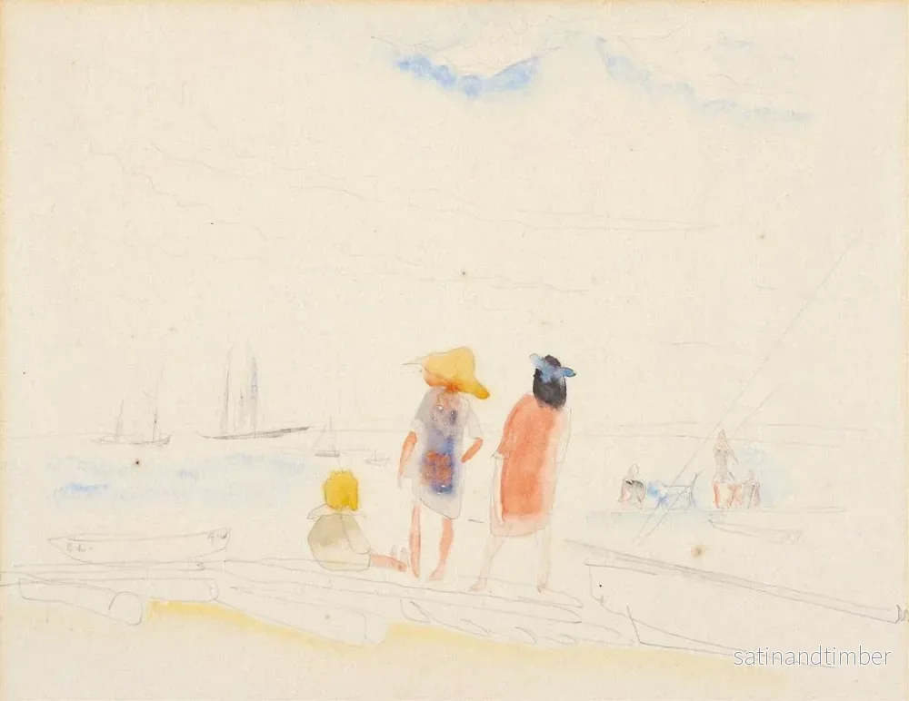 Reproduktion av målningen Två kvinnor och ett barn på stranden - Charles Demuth - Bild 2