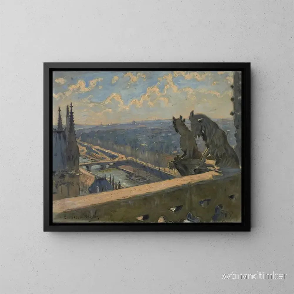 Reproduktion av målningen Utsikt över Paris sedd från Notre-Dame-katedralen - Etienne Moreau-Nélaton
