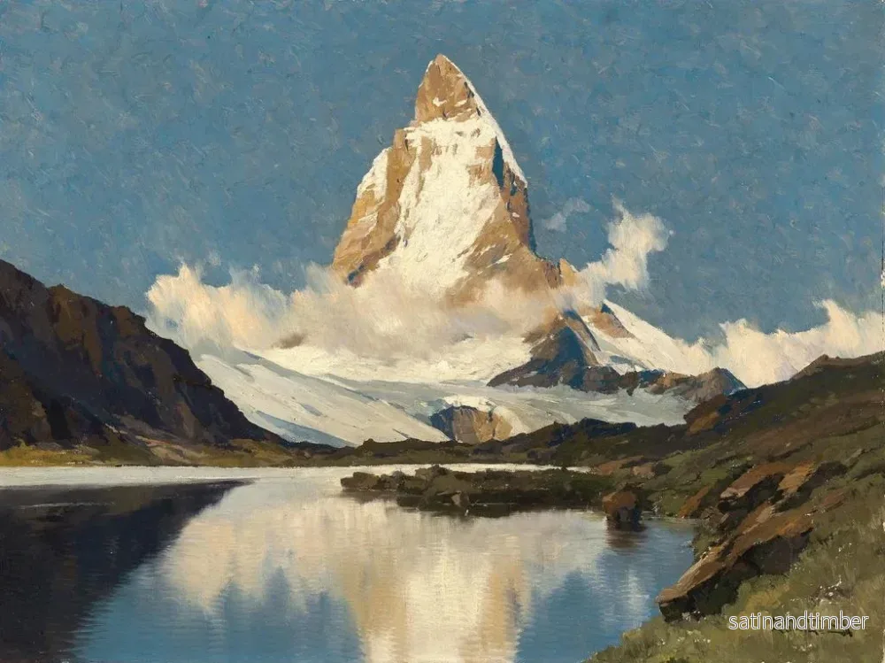 Reproduktion av målningen Cervin och Riffelsee-sjön - Hans Maurus - Bild 2