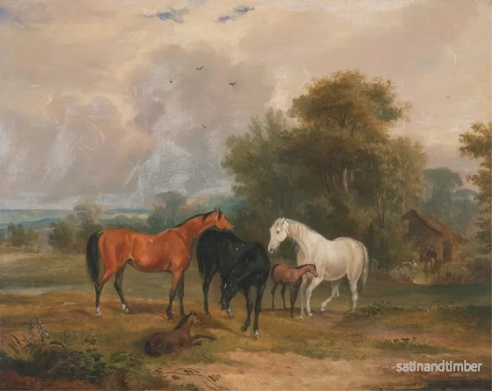 Reproduktion av målningen Juments och föl betande på en äng - Francis Calcraft Turner - Bild 2