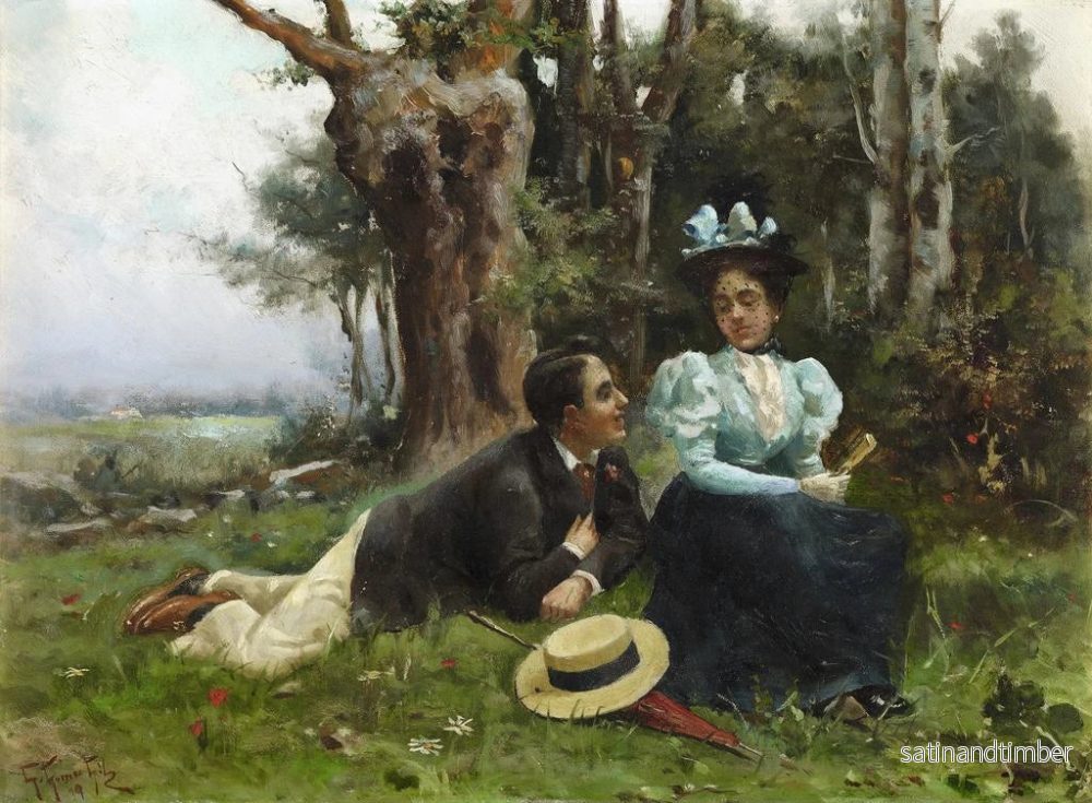 Reproduktion av målningen La Cour en campagne - Guillermo Gómez Gil - Bild 2