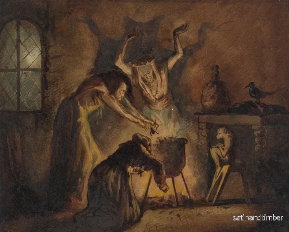 Reproduktion av målningen Scen av tre häxor i Macbeth - George Cattermole - Bild 2