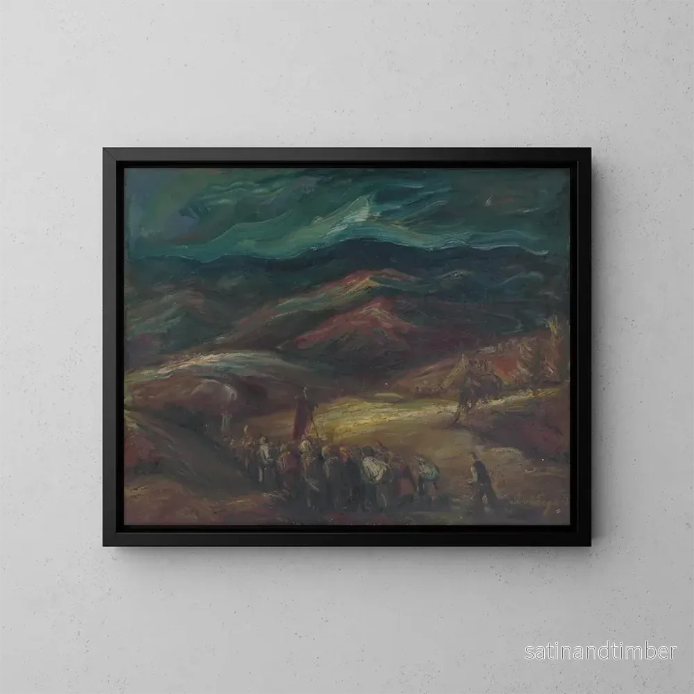 Reproduktion av målningen Landskapsbild med procession - Ludovit Varga