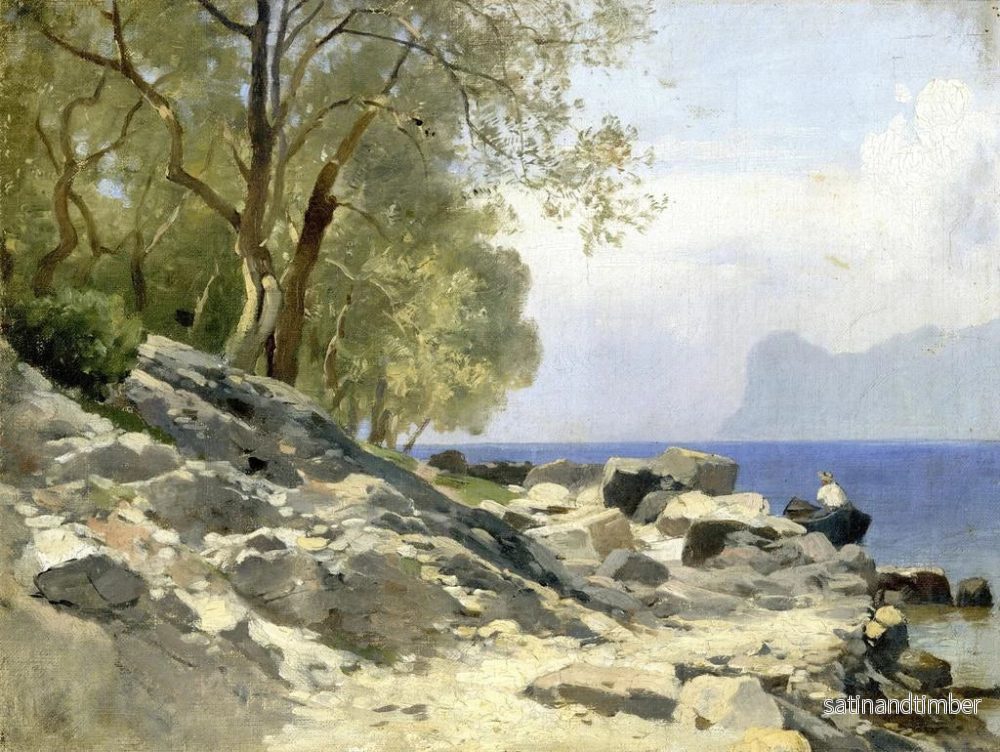 Reproduktion av målningen Rivage du lac de Garde - Carl Bolze - Bild 2