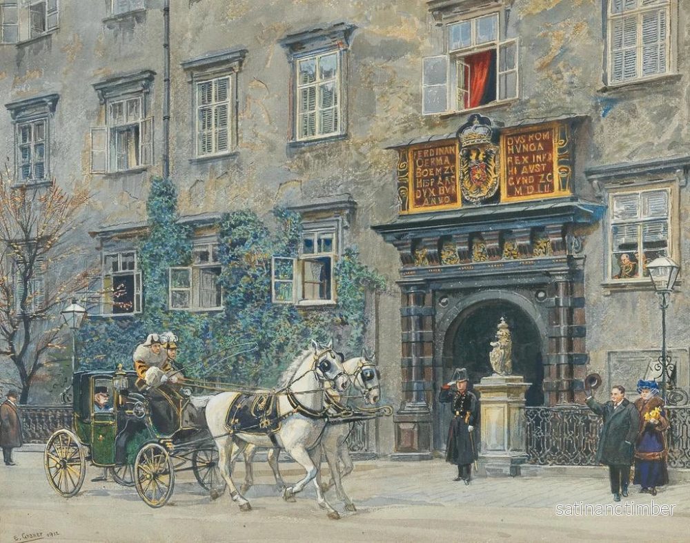 Reproduktion av målningen Le départ de l'empereur François-Joseph près du Schweizertor dans la résidence de la Hofburg - Ernst Graner - Bild 2